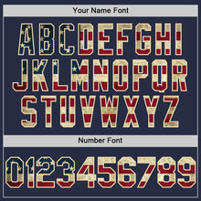 Load image into Gallery viewer, Custom Navy Vintage USA Flag-Cream Mesh Authentic Throwback Baseball Jersey