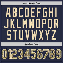 Load image into Gallery viewer, Custom Navy Camo-Cream Mesh Authentic Throwback Baseball Jersey