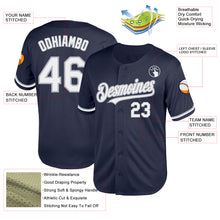 Load image into Gallery viewer, Custom Navy White-Gray Mesh Authentic Throwback Baseball Jersey