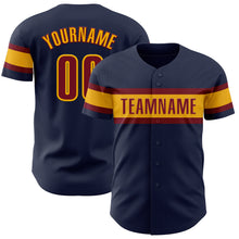 Load image into Gallery viewer, Custom Navy Crimson-Gold Authentic Baseball Jersey