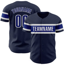 Load image into Gallery viewer, Custom Navy Royal-White Authentic Baseball Jersey