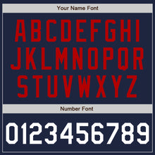 Load image into Gallery viewer, Custom Navy White-Red Authentic Baseball Jersey