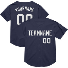 Load image into Gallery viewer, Custom Navy White Mesh Authentic Throwback Baseball Jersey