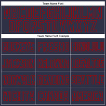 Load image into Gallery viewer, Custom Navy Red Mesh Authentic Throwback Baseball Jersey