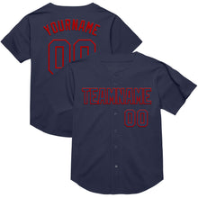 Load image into Gallery viewer, Custom Navy Red Mesh Authentic Throwback Baseball Jersey