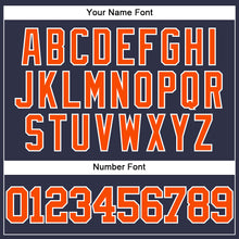 Load image into Gallery viewer, Custom Navy Orange-White Mesh Authentic Throwback Baseball Jersey