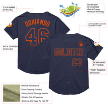 Load image into Gallery viewer, Custom Navy Orange Mesh Authentic Throwback Baseball Jersey