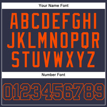 Load image into Gallery viewer, Custom Navy Orange Mesh Authentic Throwback Baseball Jersey