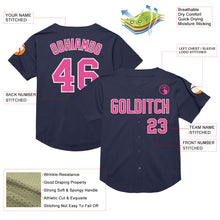 Load image into Gallery viewer, Custom Navy Pink-White Mesh Authentic Throwback Baseball Jersey