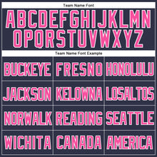 Load image into Gallery viewer, Custom Navy Pink-White Mesh Authentic Throwback Baseball Jersey