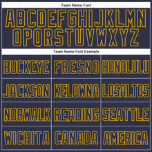 Load image into Gallery viewer, Custom Navy Gold Mesh Authentic Throwback Baseball Jersey