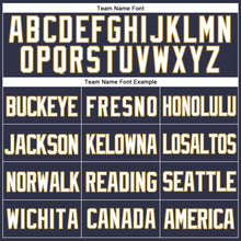 Load image into Gallery viewer, Custom Navy White-Old Gold Mesh Authentic Throwback Baseball Jersey