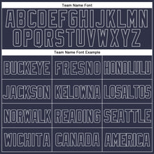 Load image into Gallery viewer, Custom Navy Gray Mesh Authentic Throwback Baseball Jersey