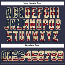 Load image into Gallery viewer, Custom Navy Vintage USA Flag-Cream Mesh Authentic Throwback Baseball Jersey