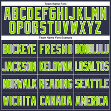 Load image into Gallery viewer, Custom Navy Neon Green-White Mesh Authentic Throwback Baseball Jersey