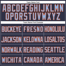 Load image into Gallery viewer, Custom Navy Light Blue-Orange Mesh Authentic Throwback Baseball Jersey