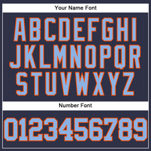 Load image into Gallery viewer, Custom Navy Light Blue-Orange Mesh Authentic Throwback Baseball Jersey