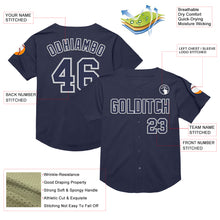 Load image into Gallery viewer, Custom Navy White-Gray Mesh Authentic Throwback Baseball Jersey