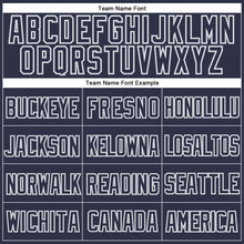 Load image into Gallery viewer, Custom Navy White-Gray Mesh Authentic Throwback Baseball Jersey