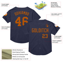 Load image into Gallery viewer, Custom Navy Texas Orange Mesh Authentic Throwback Baseball Jersey