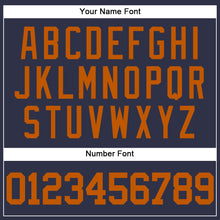 Load image into Gallery viewer, Custom Navy Texas Orange Mesh Authentic Throwback Baseball Jersey