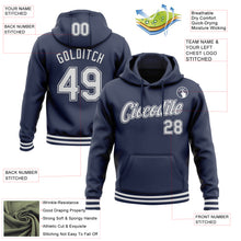 Load image into Gallery viewer, Custom Stitched Navy White Sports Pullover Sweatshirt Hoodie