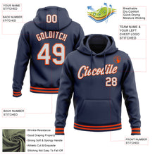 Load image into Gallery viewer, Custom Stitched Navy White-Orange Sports Pullover Sweatshirt Hoodie
