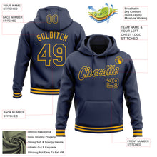 Load image into Gallery viewer, Custom Stitched Navy Gold Sports Pullover Sweatshirt Hoodie