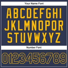 Load image into Gallery viewer, Custom Stitched Navy Gold Sports Pullover Sweatshirt Hoodie