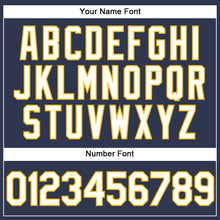 Load image into Gallery viewer, Custom Stitched Navy White-Gold Sports Pullover Sweatshirt Hoodie