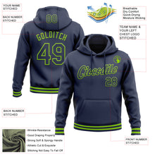 Load image into Gallery viewer, Custom Stitched Navy Neon Green Sports Pullover Sweatshirt Hoodie