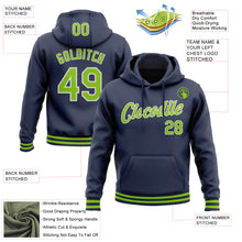 Load image into Gallery viewer, Custom Stitched Navy Neon Green-White Sports Pullover Sweatshirt Hoodie