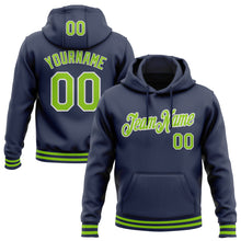 Load image into Gallery viewer, Custom Stitched Navy Neon Green-White Sports Pullover Sweatshirt Hoodie