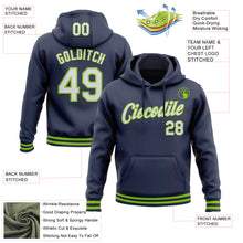 Load image into Gallery viewer, Custom Stitched Navy White-Neon Green Sports Pullover Sweatshirt Hoodie