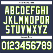 Load image into Gallery viewer, Custom Stitched Navy White-Neon Green Sports Pullover Sweatshirt Hoodie