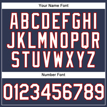 Load image into Gallery viewer, Custom Stitched Navy White-Red Sports Pullover Sweatshirt Hoodie