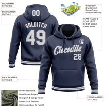 Load image into Gallery viewer, Custom Stitched Navy White-Gray Sports Pullover Sweatshirt Hoodie