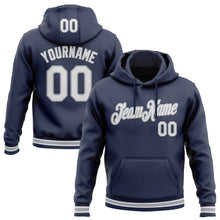 Load image into Gallery viewer, Custom Stitched Navy White-Gray Sports Pullover Sweatshirt Hoodie