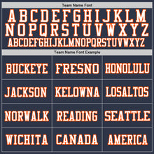 Load image into Gallery viewer, Custom Navy Orange-White Mesh Authentic Throwback Football Jersey