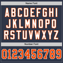 Load image into Gallery viewer, Custom Navy Orange-White Mesh Authentic Throwback Football Jersey