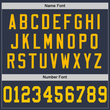 Load image into Gallery viewer, Custom Navy Gold-Royal Mesh Authentic Throwback Football Jersey