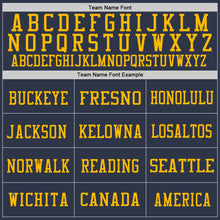 Load image into Gallery viewer, Custom Navy Red-Gold Mesh Authentic Throwback Football Jersey