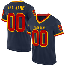 Load image into Gallery viewer, Custom Navy Red-Gold Mesh Authentic Throwback Football Jersey