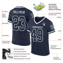 Load image into Gallery viewer, Custom Navy White Mesh Authentic Throwback Football Jersey