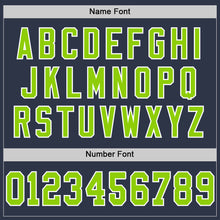 Load image into Gallery viewer, Custom Navy Neon Green-White Mesh Authentic Throwback Football Jersey