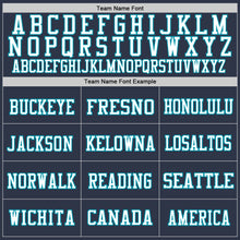 Load image into Gallery viewer, Custom Navy White-Teal Mesh Authentic Throwback Football Jersey