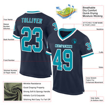 Load image into Gallery viewer, Custom Navy Teal-White Mesh Authentic Throwback Football Jersey