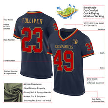 Load image into Gallery viewer, Custom Navy Red-Old Gold Mesh Authentic Throwback Football Jersey