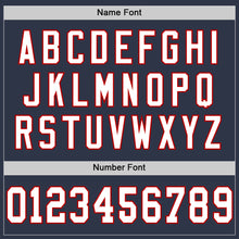 Load image into Gallery viewer, Custom Navy White-Red Mesh Authentic Throwback Football Jersey