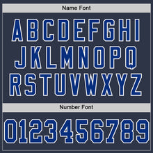 Load image into Gallery viewer, Custom Navy Royal-White Mesh Authentic Throwback Football Jersey
